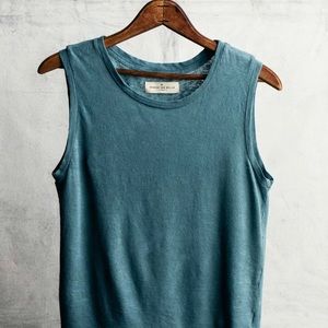 Imogene + Willie linen cotton muscle tee in dusty blue